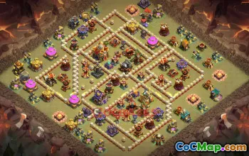 Town Hall 16 War Base - Clash of Clans TH16 Anti 3 Star Defense #49252