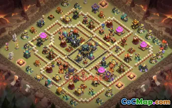 Town Hall 17 Hybrid Base - Clash of Clans Anti 2 Invis War Design #49100