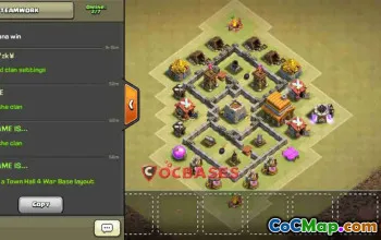 Town Hall 4 Hybrid Base: Anti 2/3 Star Pro Layout #24330