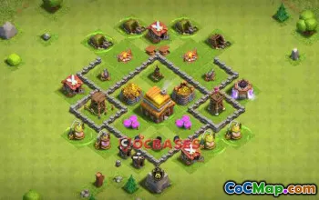 Town Hall 4 Trophy Base: Anti-3 Star | Clash of Clans #24444