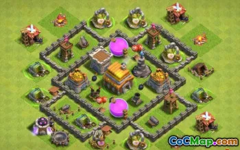 Radnice 5 rozložení základny pro Clash of Clans: Farming and Trophy #13179
