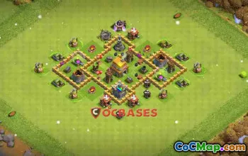 Town Hall 5 Hybrid Base: Anti 3-Star Layout for COC #24324