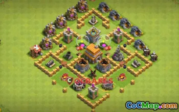 Town Hall 5 Hybrid Base: Anti-3 Stars for War & Farming #21393