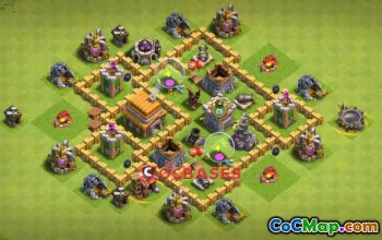 Town Hall 5 Hybrid Base: Anti 3 Stars & Trophy Farming #20105