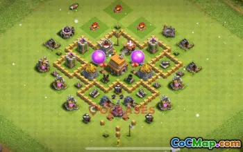 Town Hall 5 Hybrid Base | Clash of Clans Clan War Defense #48930