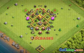 Town Hall 5 War Base: Anti 3 Star & Air Defense - COC #24292