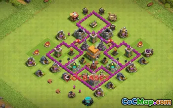 Town Hall 6 Hybrid Base: Anti 2 Stars & Compact Design #21517
