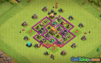 Town Hall 6 Hybrid Base: Anti 2 Stars for War & Farming #20618