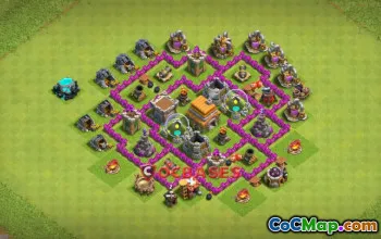 Town Hall 6 Hybrid Base: Anti 3 Star for Farming & War #19894