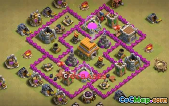 Town Hall 6 War Base: Anti-3 Star Compact Design #21343