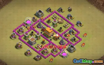 Town Hall 6 War Base: Anti 3 Stars, Ground Ring Layout #21063
