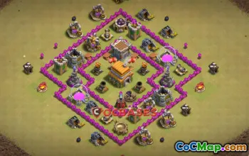 Town Hall 6 War Base: Compact, Anti-Air & Trophy Defense #20661