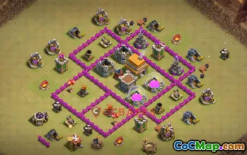 Town Hall 6 War Base: Symmetric Anti-3 Stars Layout #20137