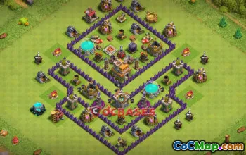 Town Hall 7 Hybrid Base - Compact Anti 3 Stars Design #21754