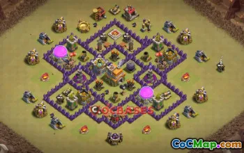 Town Hall 7 War Base: Anti 3 Stars, Symmetric Layout | CoC #20979
