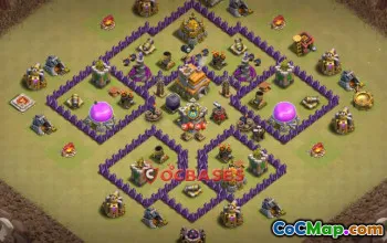 Town Hall 7 War Base: Anti-Dragon & Anti-3 Star Layout #20432