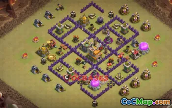 Town Hall 7 War Base: Compact, Anti-Air, Trophy Link #21573