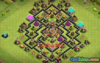 Town Hall 8 Hybrid Base: Anti 3 Star & Trophy Defense #20490