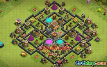 Town Hall 8 War Base: Anti-3 Stars & Farming Design #21176