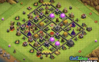COC的市政厅9基本布局：农业和奖杯地图＃14631