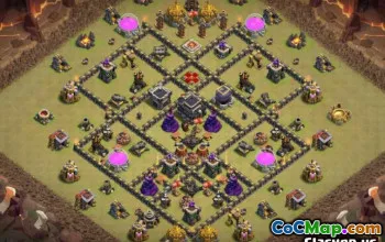 COC的市政厅9基本布局：家庭与战争地图＃14096