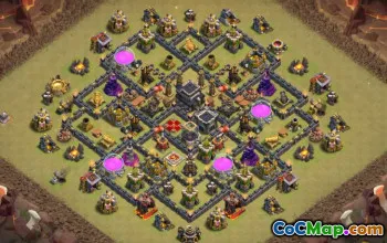 COC的市政厅9基本布局：奖杯和农业地图＃14501