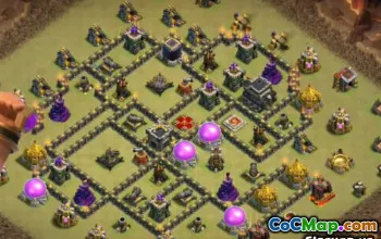 Town Hall 9 ბაზის განლაგება: ომი, ტროფი და სახლის სოფლის რუქები #11366