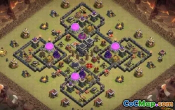 Town Hall 9 COC ბაზის განლაგება: მეურნეობა და ტროფე რუკები #11276