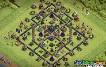 Town Hall 9 COC ბაზის განლაგება: მეურნეობა და ტროფეის რუქები #12244