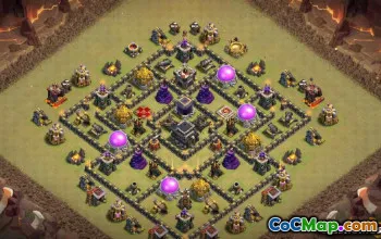市政厅9 COC基础布局：农业和奖杯地图＃14428