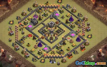 市政厅9 COC基础布局：农业和奖杯地图＃14691