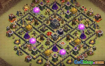 市政厅9 COC基础布局：农业和奖杯地图＃14776