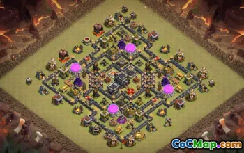 市政厅9 COC基础布局：农业和奖杯地图＃14798