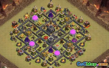 市政厅9 COC基础布局：农业和奖杯地图＃14907