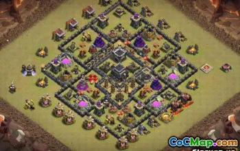 Town Hall 9 COC ბაზის განლაგება: ომი, ტროფი და სახლის სოფელი #11447