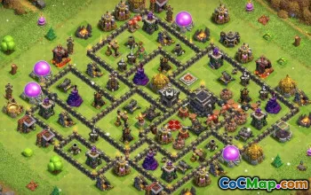 市政厅9 COC基础布局：战争，奖杯和地图链接＃15234
