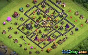 Town Hall 9 Farming Base with Anti-Dragon Defense #56819