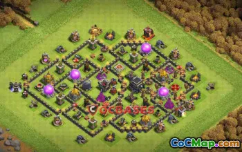 Town Hall 9 Hybrid Base: Anti 2 Star & Ground Defense #23965