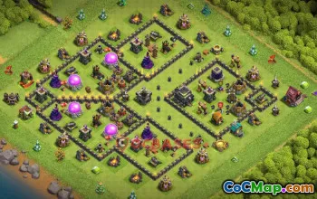 Town Hall 9 Hybrid Base - Symmetrical Clash of Clans Layouts #50342
