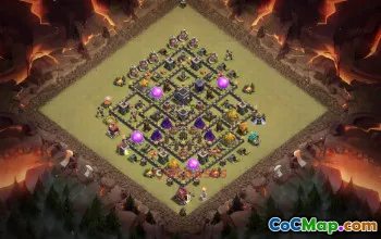Town Hall 9 Hybrid Base with High Damage Zone #56821