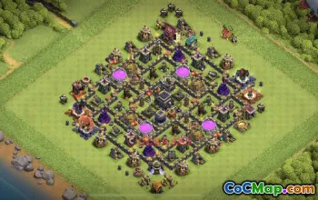 Town Hall 9 Trophy Base | Clash of Clans Defense Layout #48871