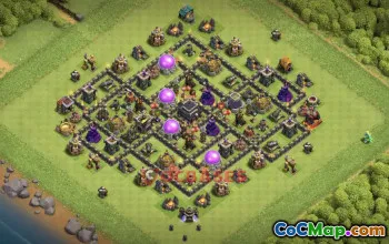 Town Hall 9 Trophy Base | Clash of Clans Strategy & Link #50344