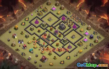 Town Hall 9 War Base | Clash of Clans Anti 2 Star Air Trap #52399
