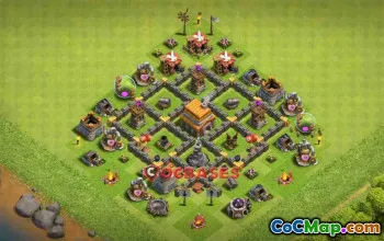 Ultimate Town Hall 5 Base: Anti 2 Stars & Symmetric Defense #24504